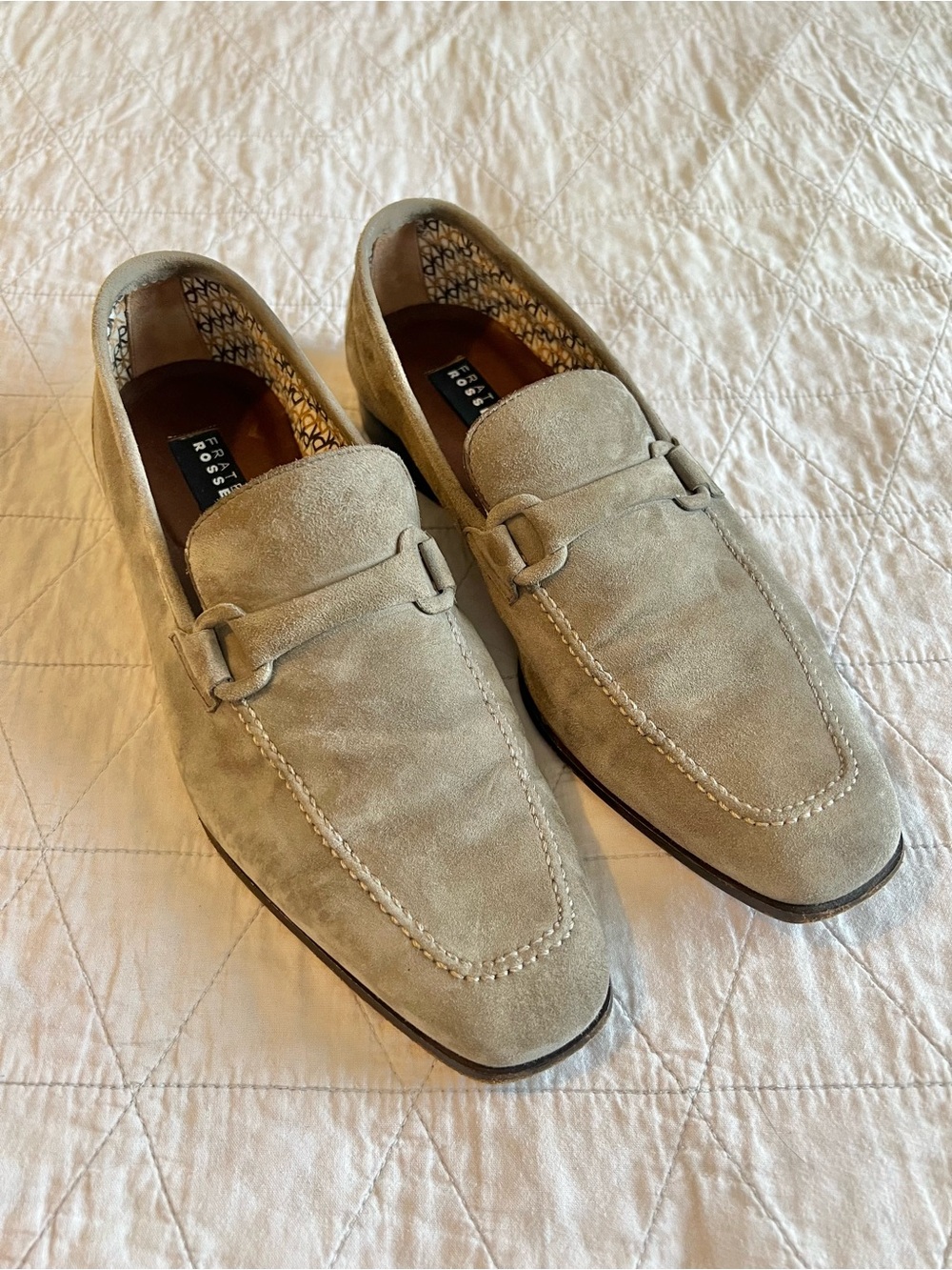 Fratelli Rossetti Estate Men 7 UK 8 US Taupe Suede Horsebit Loafers Shoes Italy